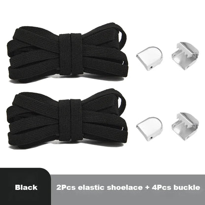 Flat Elastic Shoe Laces Sneakers No Tie Shoelaces for Shoes Tennis Quick Shoelace Clips Without Ties Shoe Accessories Kids Adult - Smarsty