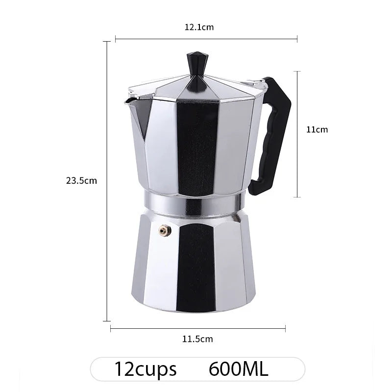 Aluminum Coffee Kettle Latte Percolator Home Italian Octagonal Moka Coffee Pot Office Travel Outdoor Camping Espresso Tea Pot