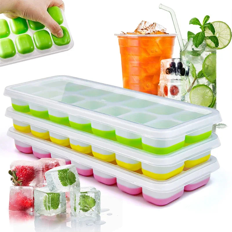 14 Grid Ice Cube Tray Silicone Mold Square Ice Cube Tray Mold Ice Cube Maker Non-toxic Durable Bar Pub Wine Ice Blocks Maker - Smarsty