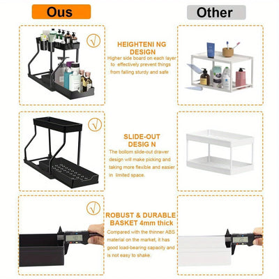 Multi-layer Pull-out Finishing Seasoning Household Kitchen Rack Bathroom Sink Layered Sundries Storage Rack by Smarsty