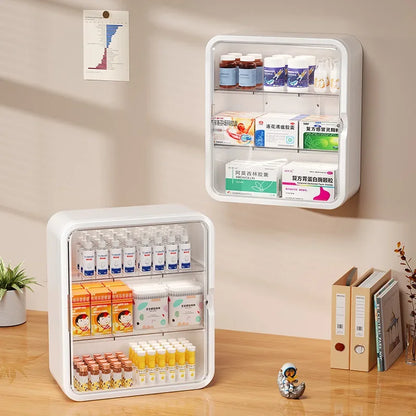 Wall hanging no punching family installation standing medical cabinet drug toy storage rack multi-layer storage box by Smarsty