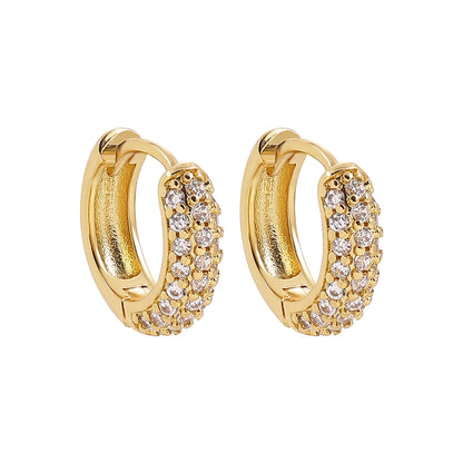 Gold Plated CZ Huggie Hoop Earrings Geometric U Shape - Smarsty