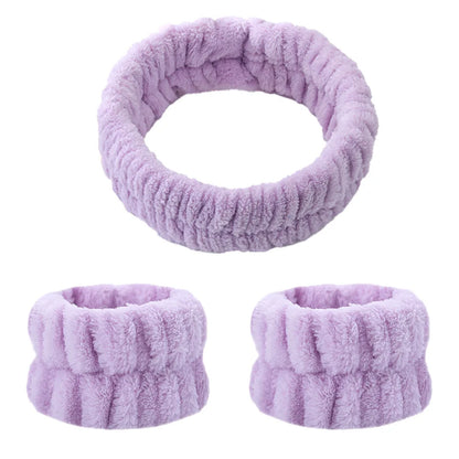 Absorbent Waterproof Face Wash Wristbands And Headband Set - Smarsty