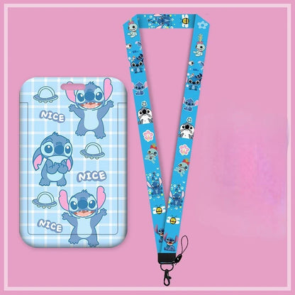 Disney Anime Credential Badge Holder Kawaii Stitch Card Holders Student Campus Lanyard Cards Holder Neck Straps for Kids Gift - Smarsty