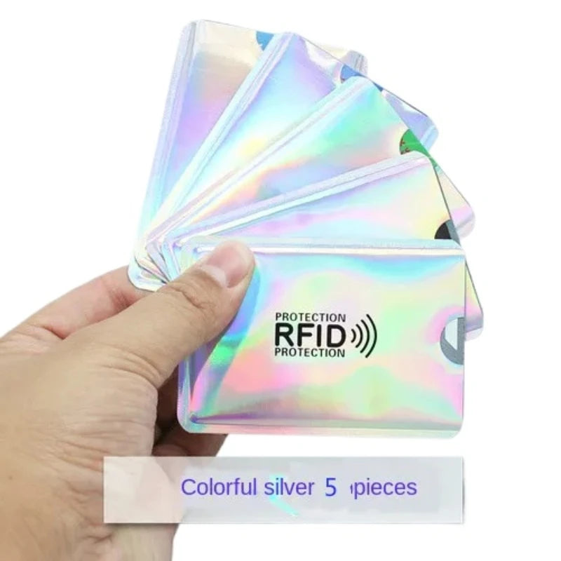10pcs Anti Rfid Credit Card Holder Blocking Reader Lock Blocker Bank Cards Protector Shielding Bag Colorful Anti-theft Card Case