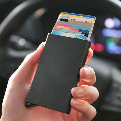 Anti RFID Smart Wallet Pouch ID Credit Card Holder Metal Thin Slim Men Aluminum Blocking Protected Wallet Small Bank Card Case - Smarsty