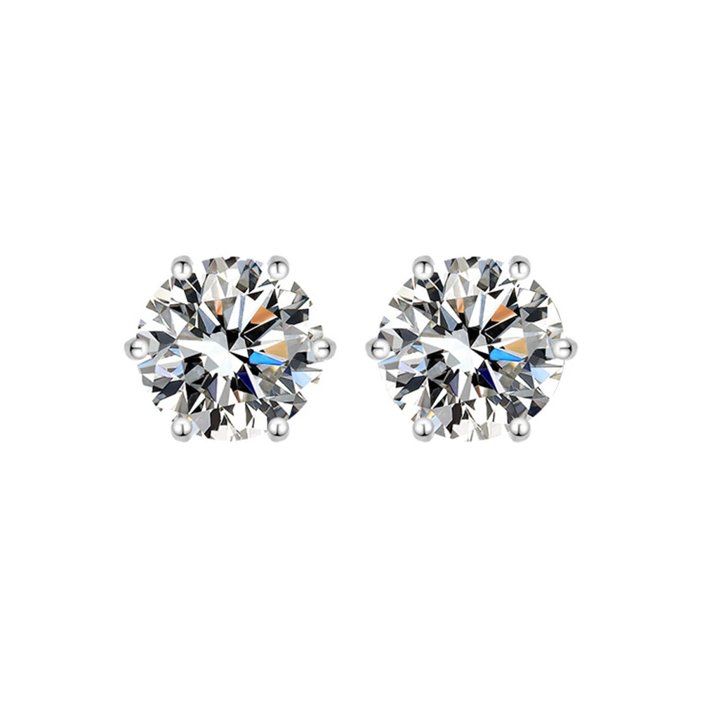 925 Sterling Silver Moissanite Stud Earrings GRA Certified - Smarsty