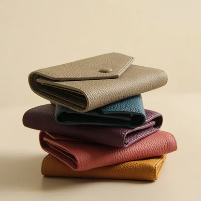 New PU Leather Small For Women Wallet Luxury Envelope Card Holder Brand Designer Multipurpose Zip Coin Cowhide Short Purse 2024