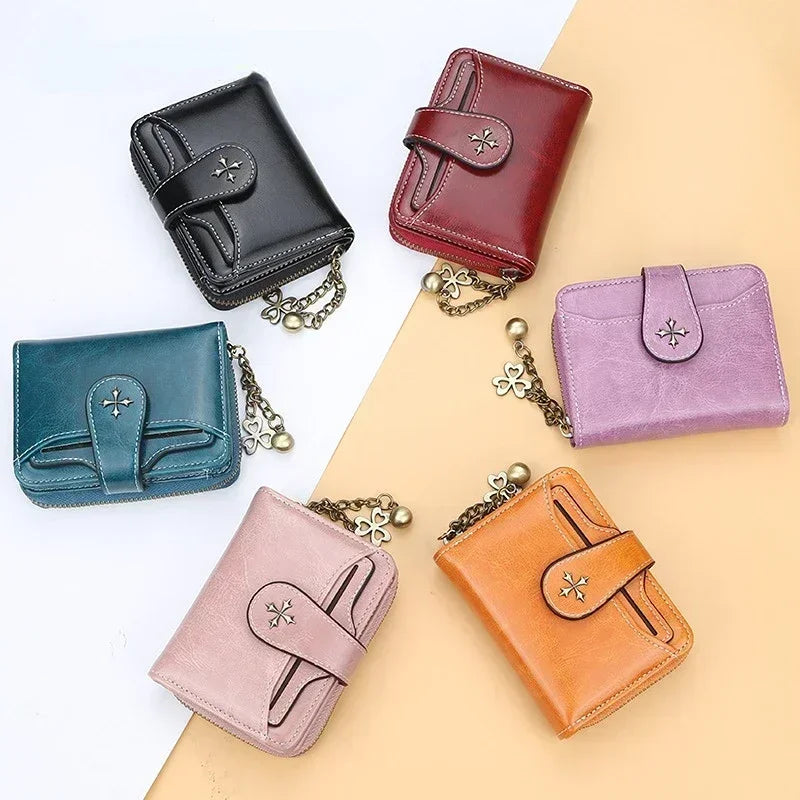 Women Wallets and Purses PU Leather Money Bag Female Short Hasp Purse Small Coin Card Holders Blue Red Clutch New Women Wallet - Smarsty