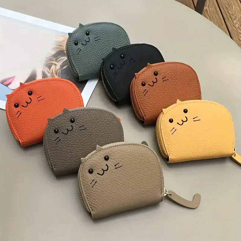 Cartoon Cat shaped design Wallet Women's Multi-card slots Holder Cute Fashion Faux Leather Coin Purse Creative ID Card Holder - Smarsty