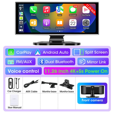 4K Dash Cam Dual Lens Car DVR With Wireless CarPlay - Smarsty