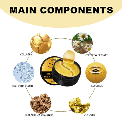 24K Gold Eye Masks for Dark Circles and Hydration - Smarsty