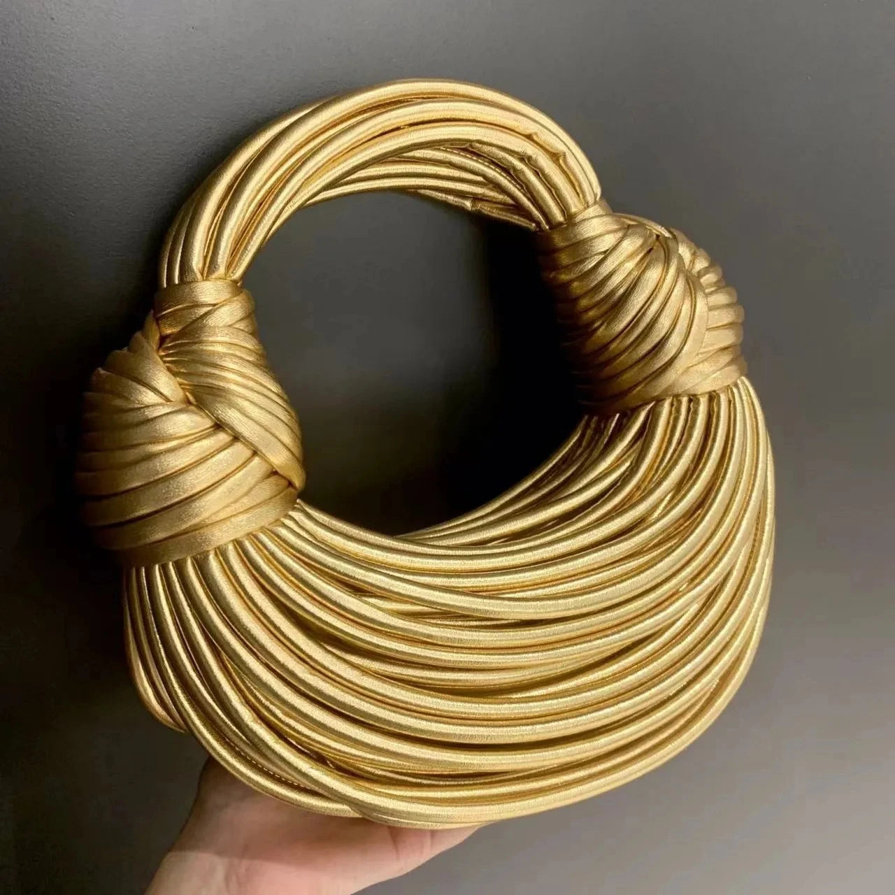 Women Handbags 2024 Designer Rope Knotted Gold Clutch - Smarsty