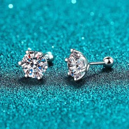 Moissanite Stud Earrings D Color 925 Sterling Silver - Smarsty