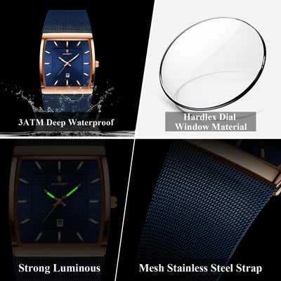 Men's Waterproof Quartz Watch with Luminous Date Feature - Smarsty