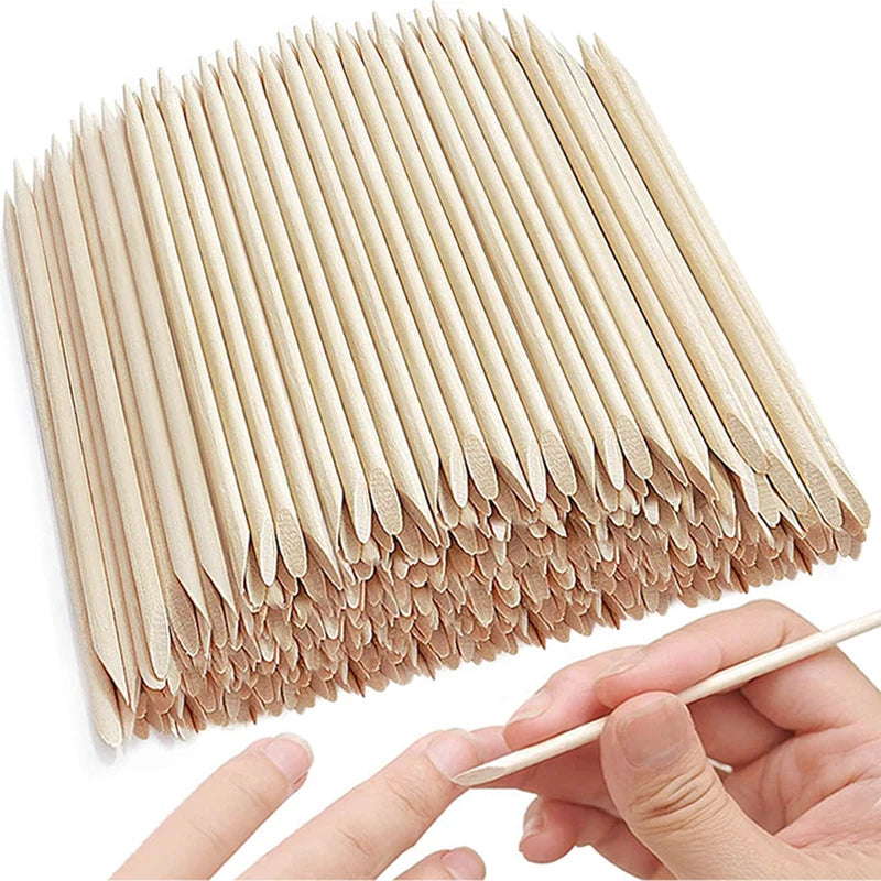 Wooden Cuticle Pushers for Easy Nail Care 100 Pack - Smarsty