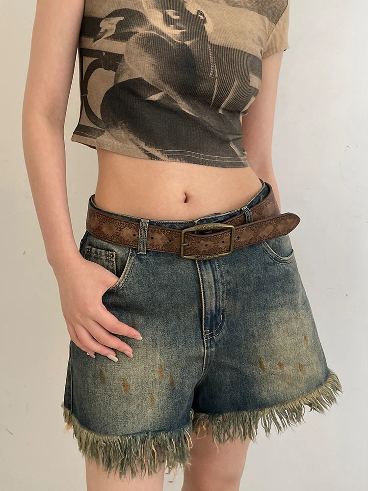 Y2K Retro Women Belt Casual PU Leather Brown - Smarsty