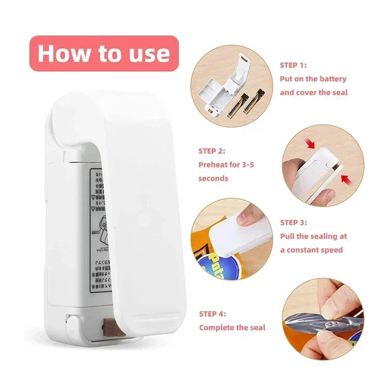 1pc Mini Handheld Snack Sealer,Compact ABS Plastic Bag Sealer for Freshness, Easy-to-Use Kitchen Gadge,Portable Sealer Packaging