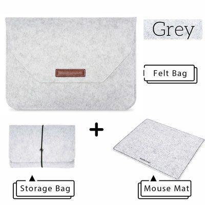 Wool Felt Laptop Sleeve 11 To 15.6 Inch With Mousepad - Smarsty