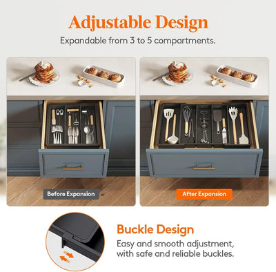 Kitchen Silverware Drawer Organizer Expandable Utensil Tray Adjustable for Spoons Forks Knives Flatware and Cutlery Organizer by Smarsty