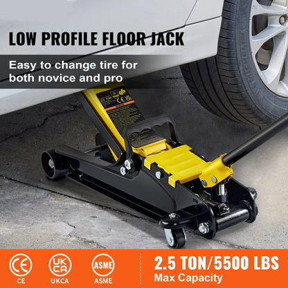 SucceBuy 2.5T Floor Hydraulic Jack Pneumatic Low Profile Floor Jack Heavy-Duty Steel Floor Jacks with Single Piston Lift Pump