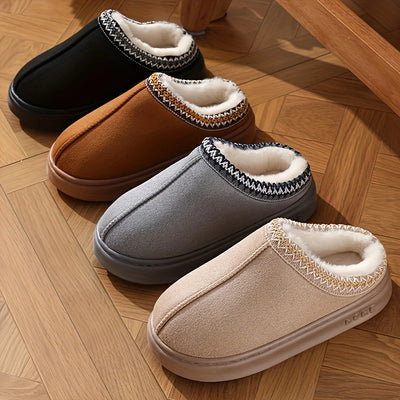 Women's Comfort Lined Slippers Soft Sole Winter Warm Indoor Outdoor Shoes Elegant Couple Slippers - Smarsty