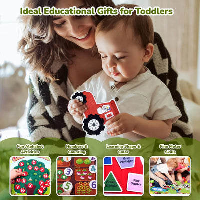 Farm Animals Felt Story Board Set Storytelling Early Learning Interactive Play Kit Wall Hanging Puzzle Toys for Toddlers Gifts - Smarsty