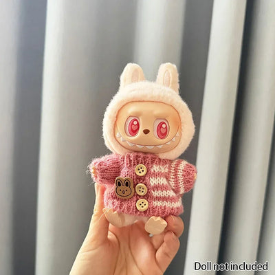 For 15-17 cm v1v2 Labubu Clothes outfit Labubu Sitting Party Bear Label Scarf Hat Bag Dolls Accessories Cute Decoration by Smarsty