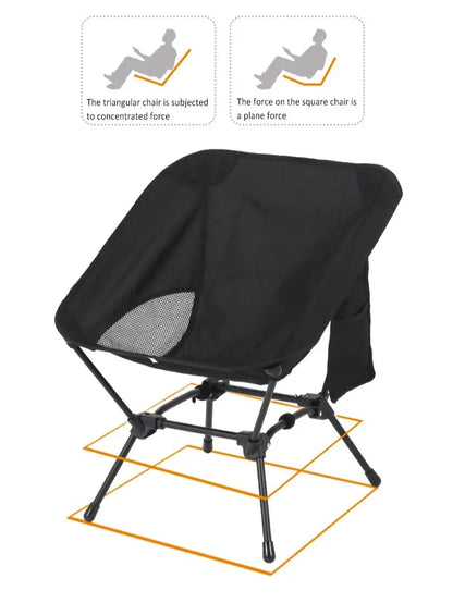 Square Structure Beach Fishing Stool, Convenient Four-Corner Camping Folding Chair, Lightweight Iron Tube Moon Chair by Smarsty
