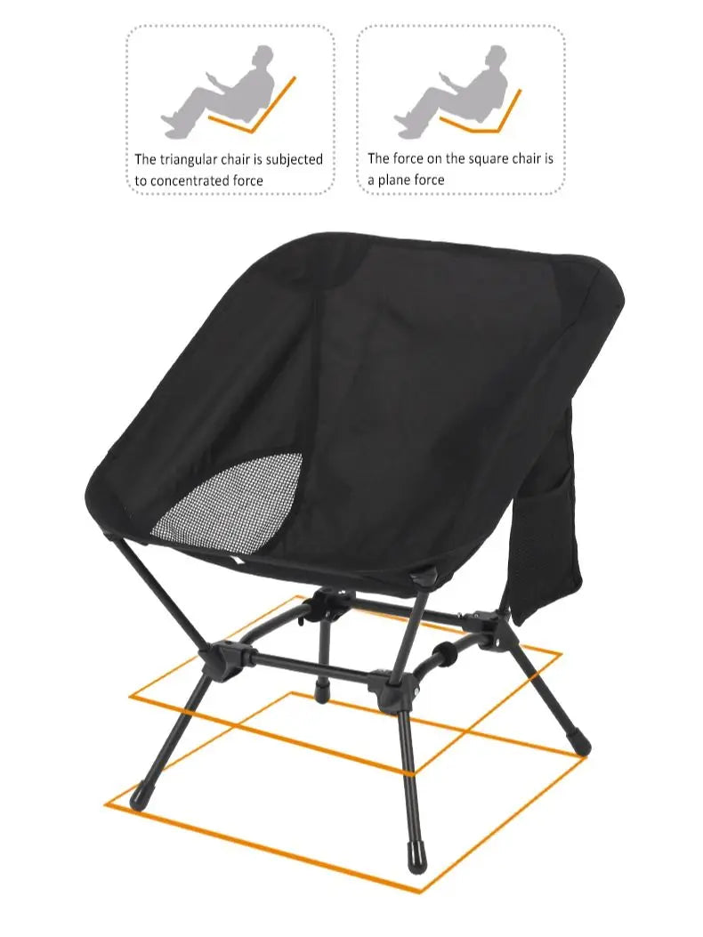 Square Structure Beach Fishing Stool, Convenient Four-Corner Camping Folding Chair, Lightweight Iron Tube Moon Chair by Smarsty