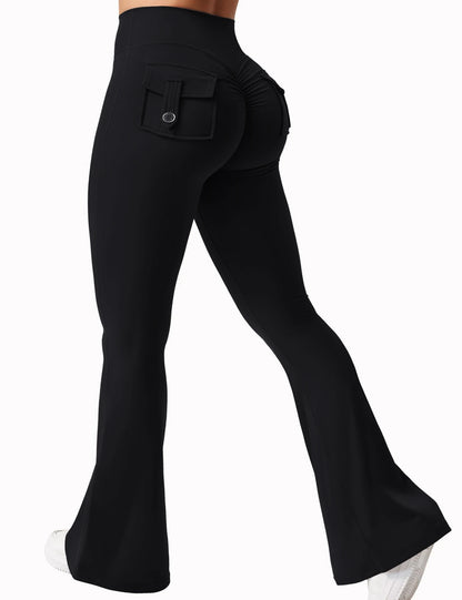 Newest Women Wide Leg High Stretch Yoga Leggings Naked Feeling Compression Fitness Workwear with pockets Yoga Pant ﻿ - Smarsty