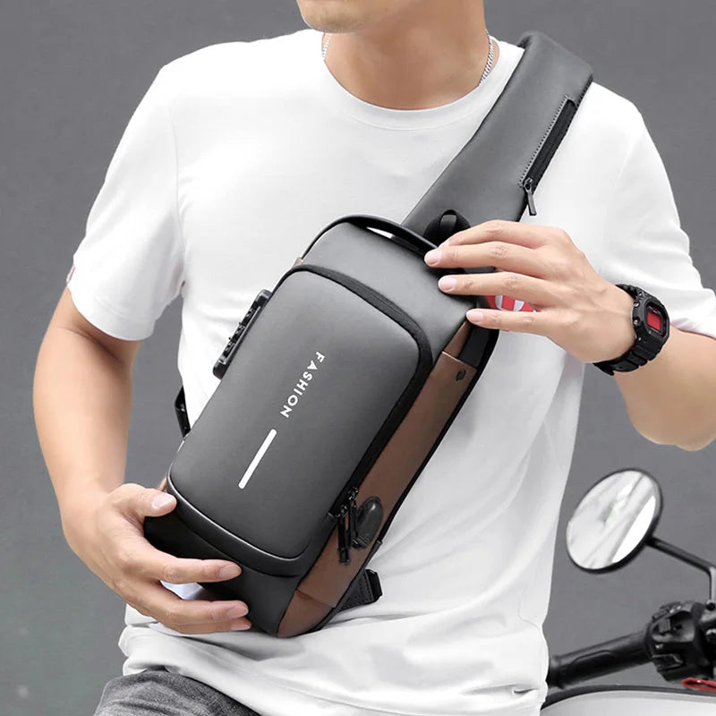 Anti Theft Chest Bag USB Charge Crossbody Sling Pack - Smarsty