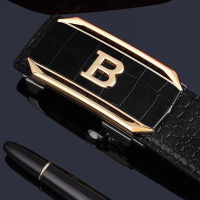 Crocodile Pattern Men’s Belt with Automatic Buckle - Smarsty