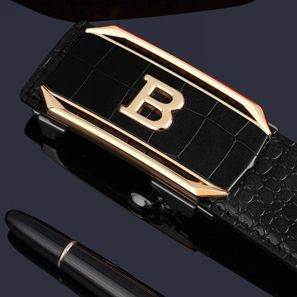 Crocodile Pattern Men’s Belt with Automatic Buckle - Smarsty
