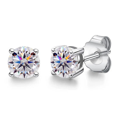 Moissanite Stud Earrings Sterling Silver Bridal GRA - Smarsty
