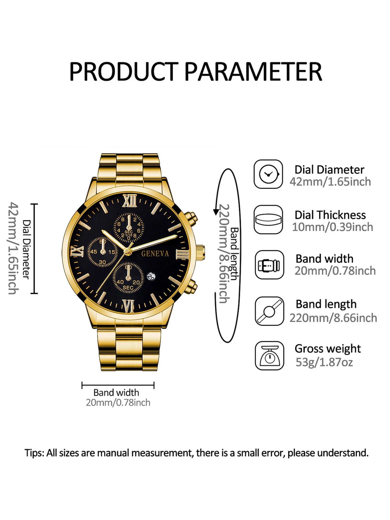 Gold Alloy Men's Quartz Watch and Cross Jewelry Set - Smarsty