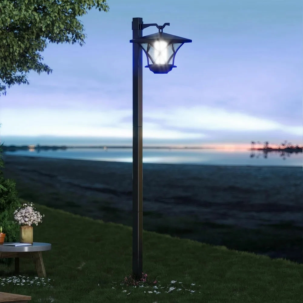 59'' Solar Lamp Post Light, Outdoor Solar Lamp Post Lighting, Aluminum Retro Black Light Pole