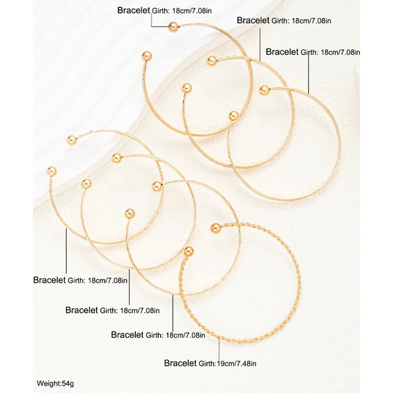 Punk Gold Color Bracelets Set for Women Fashion - Smarsty