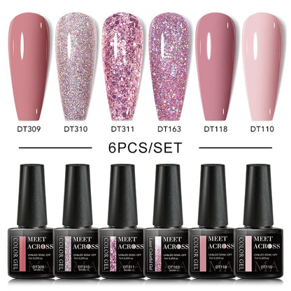 Glitter Red Silver Gel Nail Polish Set for Stunning Nail Art - Smarsty