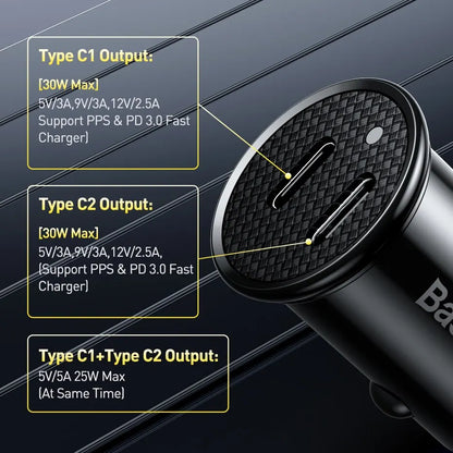 30W USB Car Charger FastCharge QC 4.0 USB PD TypeC - Smarsty