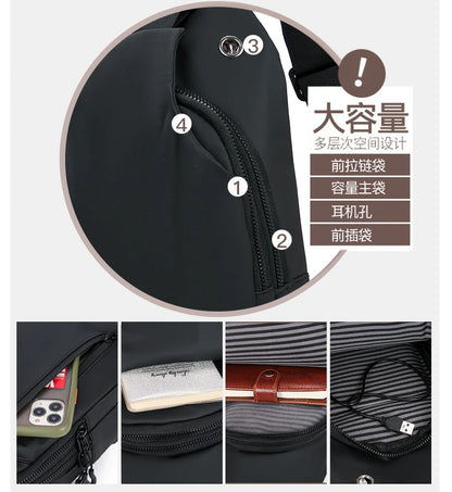 Mens Nylon Chest Bag With USB Charging Compact Crossbody - Smarsty