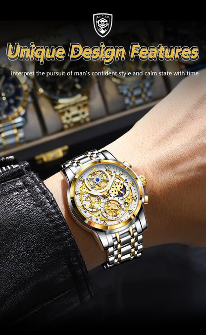 Luxury Waterproof Men's Chronograph Watch with Luminous Date - Smarsty