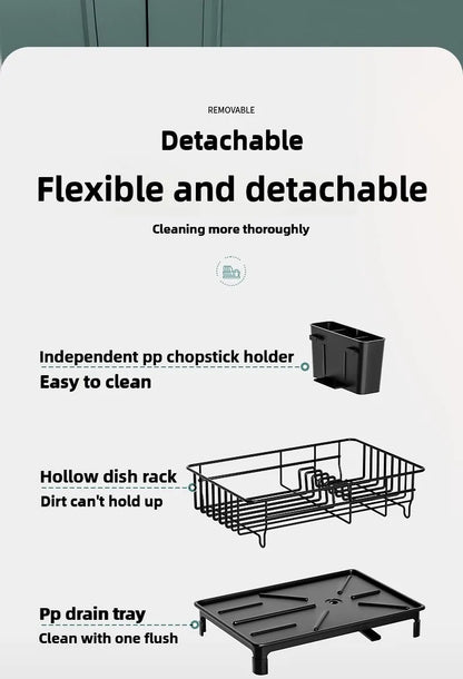 Single Layer Hollow Dish Rack Kitchen Countertop Rack with Drainage Tray Multifunctional Tableware Rack Rust Resistant Durable