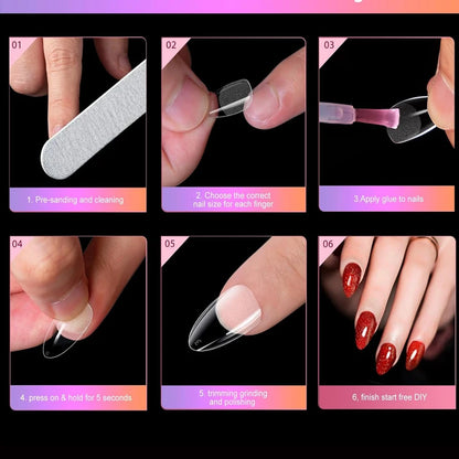 Long Round Fake Nails 120 Piece Set for Easy DIY - Smarsty