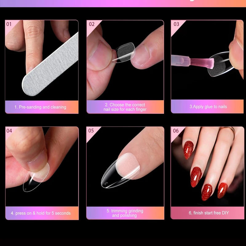 Long Round Fake Nails 120 Piece Set for Easy DIY - Smarsty