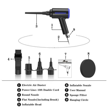 500W Electric Air Duster For PC Keyboard Cleaning Power