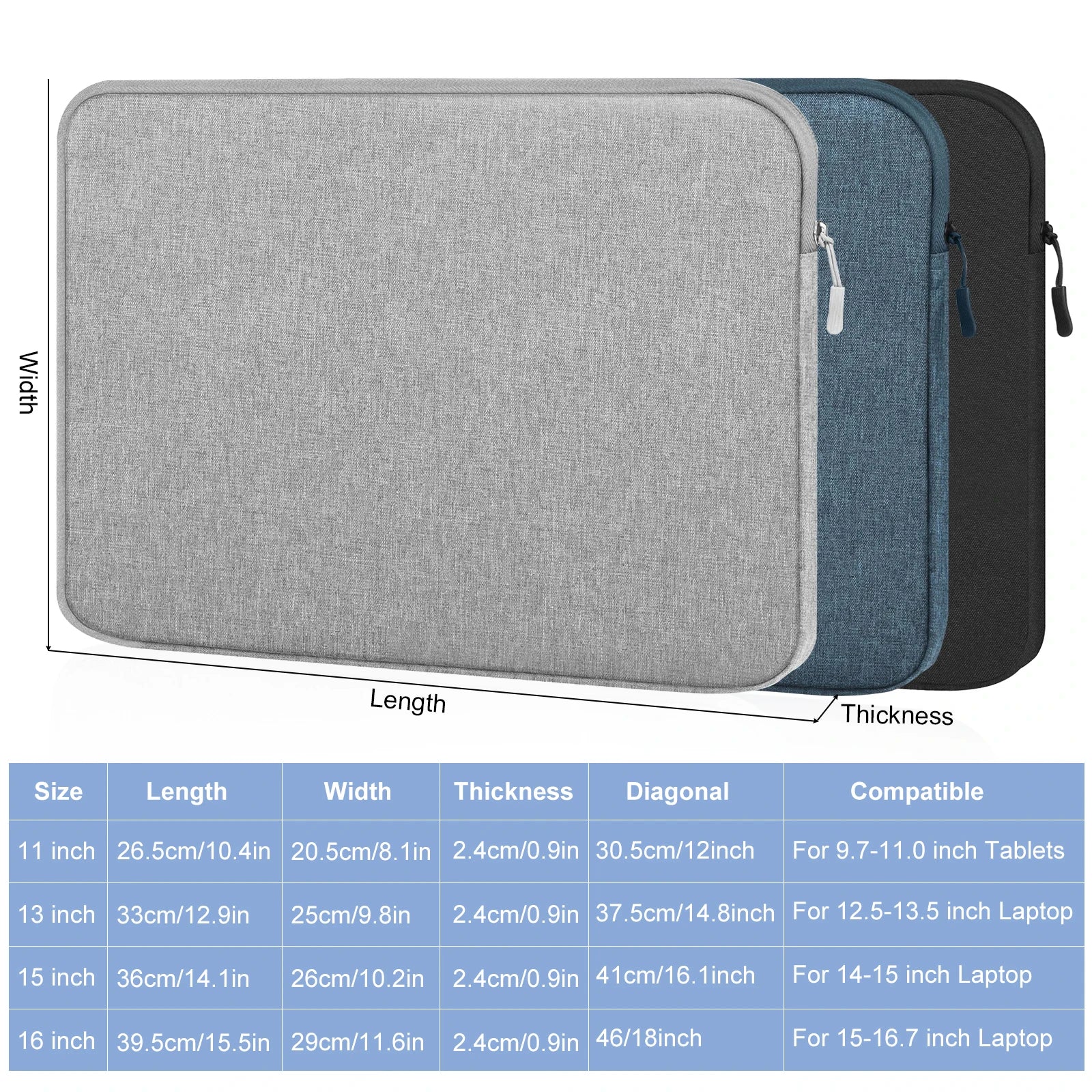 Laptop Sleeve 11 13 15 16 Inch Slim Protective Case