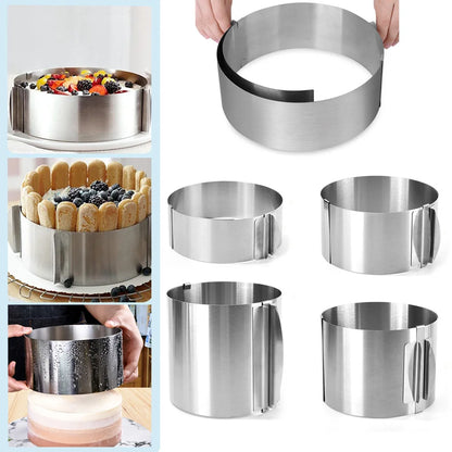 Rustproof Adjustable Stainless Steel Cake Mousse Ring - Smarsty