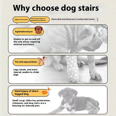 Pet 2/3 Steps High Density Foam Dog Secure Stairs Ramps Non-Slip Pet Steps for Older Dogs Pet with Joint Pain Sofa Bed Ladder - Smarsty