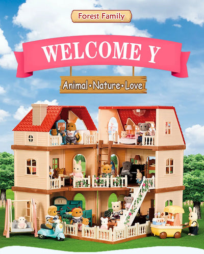 1/12 Dollhouse Furniture Family House Villa Simulate Forest Rabbit Animal Family Miniature Scene Toy Display Furniture Toy Gift by Smarsty